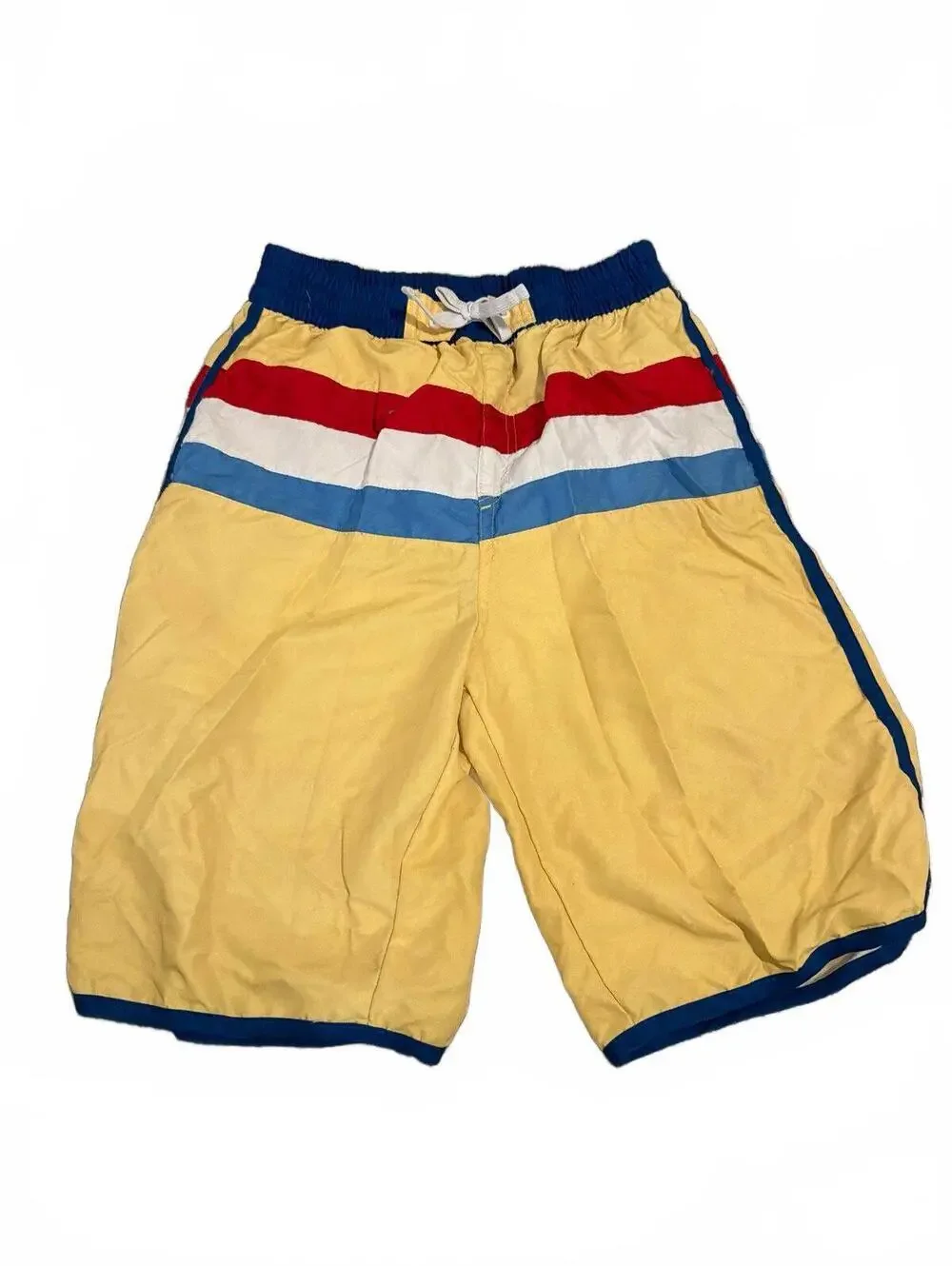 Kidpik Boys Yellow Blue Red Striped Swim Trunks XXL